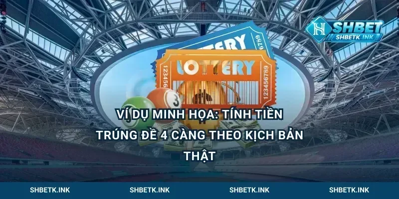 Ví dụ minh họa: Tính tiền trúng đề 4 càng theo kịch bản thật